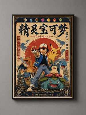 Pokémon framed art print 30x40cm new