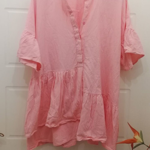 Boho Style Pink Tunic Celio 100% Cotton, New, Oversize 4XL