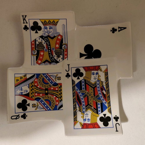 Bowl or ashtray with 4 playing card figures AKQJ new