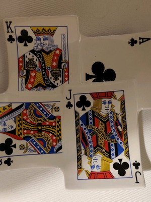 Bowl or ashtray with 4 playing card figures AKQJ new