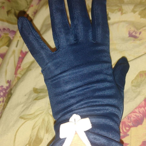 Marlen Lux gloves new, women's, dark blue with white