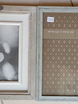 Two vintage photo frames in grey shades, large and medium