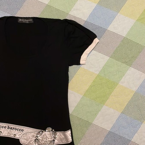 Rocco Barocco women's black short-sleeve t-shirt new, size L