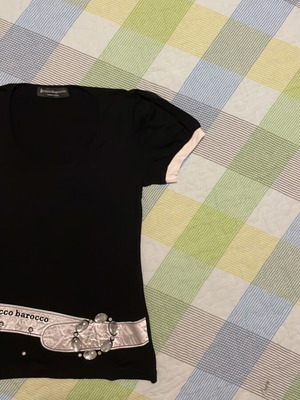 Rocco Barocco women's black short-sleeve t-shirt new, size L