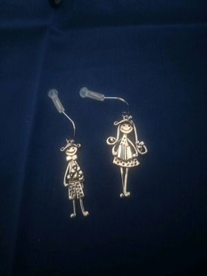 Peg dangling earrings new, silver large pair