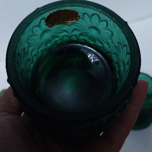 Rudolf Jurnikl Daisies Candle Holders emerald green, new