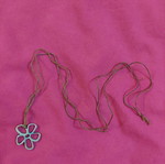 Long necklace used with flower shape brown and silver