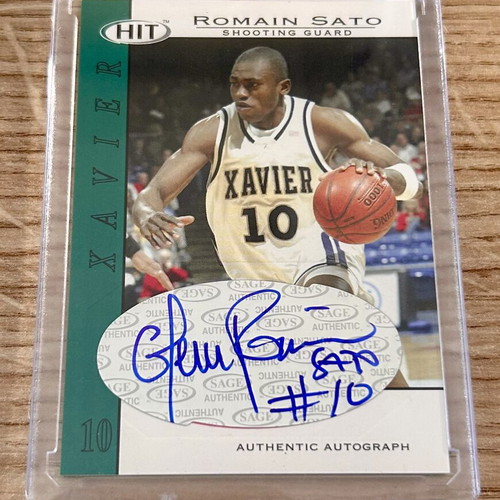 Romain Sato College Sage 2004 basketball card in acrylic case, Panathinaikos