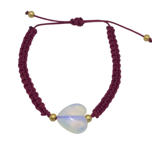 Handmade macrame bracelet with moonstone heart new