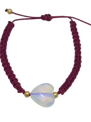 Handmade macrame bracelet with moonstone heart new