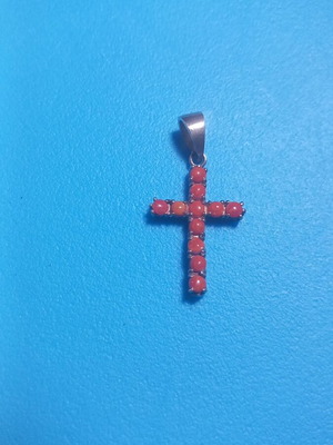 Silver 925° handmade cross with coral new