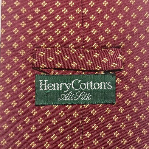 Henry Cottons silk tie like new, burgundy with yellow