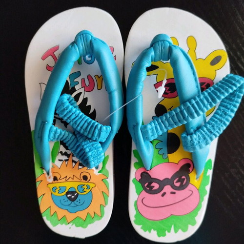Children's flip-flops new, size 26, white and blue