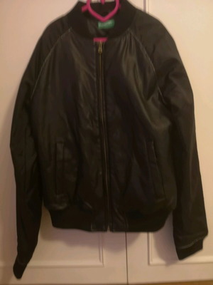 Benetton jacket for girl like new, black leather, age 13