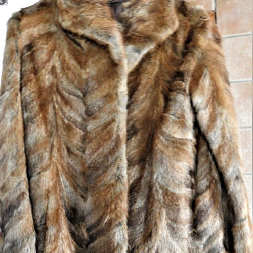 Calf fur used short brown-beige coat