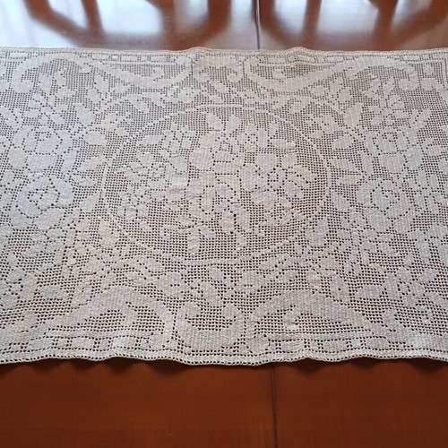 Handmade knitted beige motif new, 54×72.5 cm