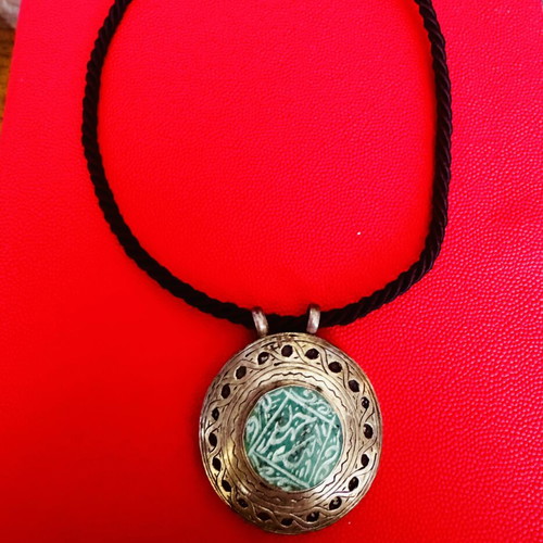 Vintage handmade silver 925 necklace with turquoise pendant used