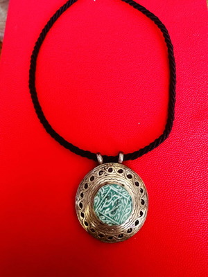 Vintage handmade silver 925 necklace with turquoise pendant used