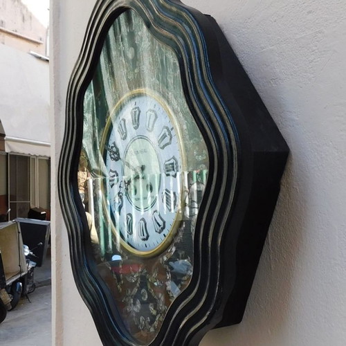 Wooden wall clock French "Oeil de Boeuf" about 130 years old
