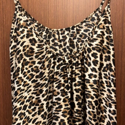 Maxi dress leopard pattern new, satin fabric, beige and brown