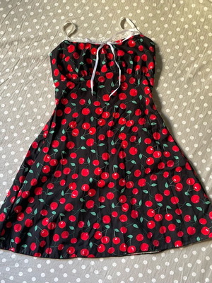 Mini black dress with cherries