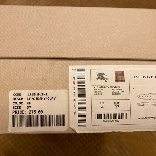 Burberry Haymarket Yates Ballerina Suede Brown Flats Like New Size 37
