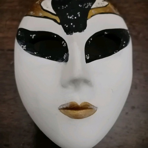 Ceramic faience masks used, handmade, set of 2 pieces