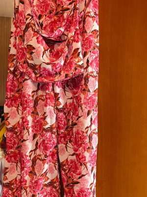 Floral set pants with bustier like new, pink and white, small