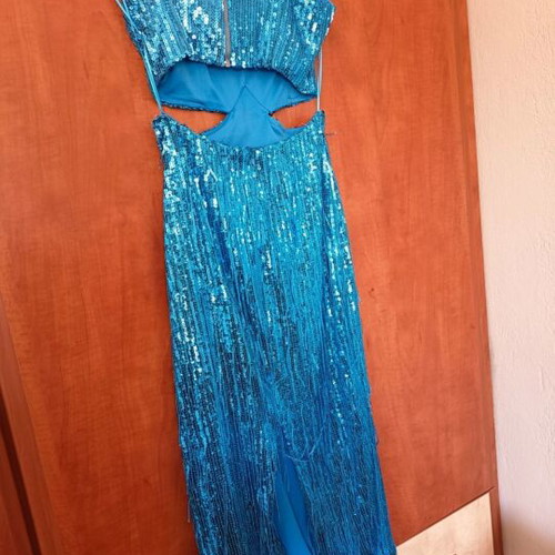 Enzzo midi dress with sequins, blue, size S
