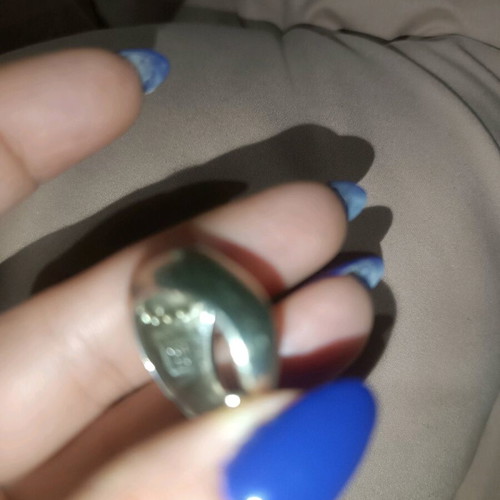 Silver 925 chevalier ring like new with zircon stones and black enamel