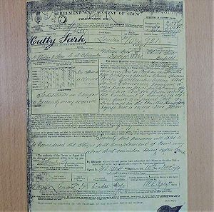 Συμφωνία & Λογαριασμός πληρώματος του Βρετανικού πλοίου Cutty Sark