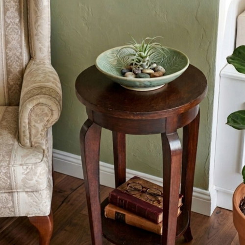Wooden round vintage stand table like new