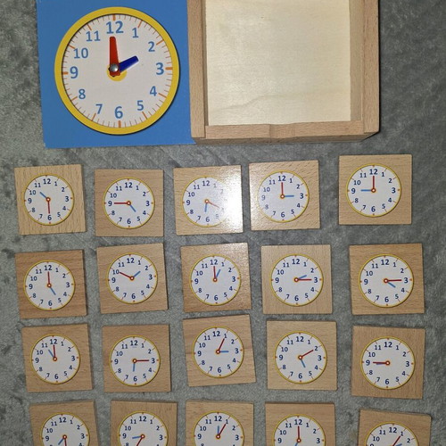 Wooden educational toys like new for learning time and math