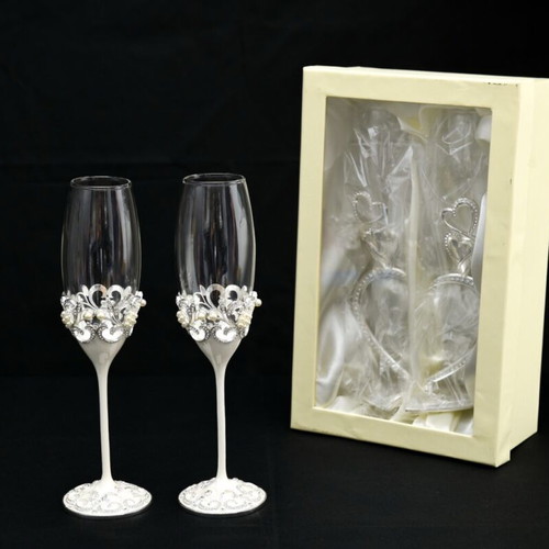 Champagne glasses new, crystal glass, set of 2 pieces