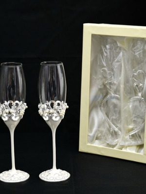 Champagne glasses new, crystal glass, set of 2 pieces