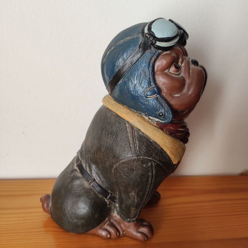 Bulldog Pilot Bust Decorative Figurine like new, retro style