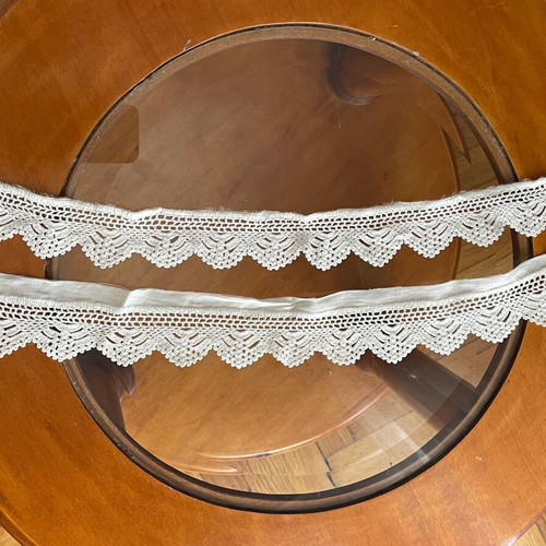 Handmade crochet lace used for towels and pillowcases