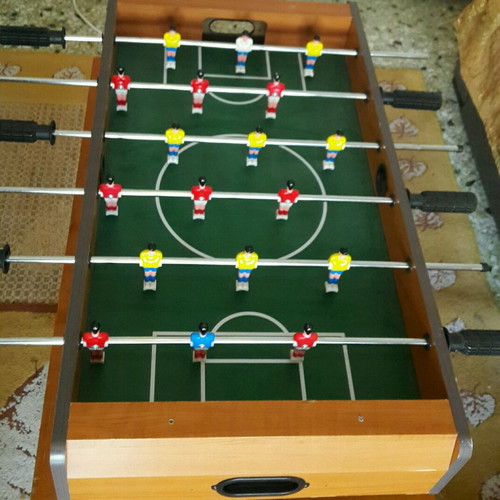 Wooden tabletop foosball with legs, dimensions 37×70×23