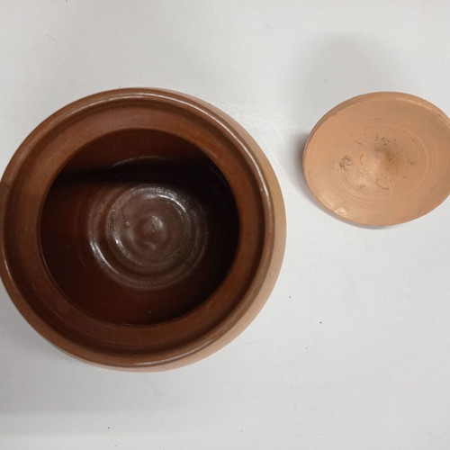 Clay Coffee Jar used, painted with lid