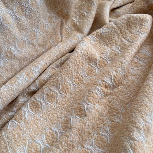 Handmade wool throw blanket used, beige 200x130 cm