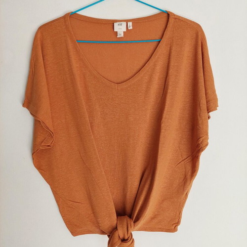 H&M women's linen blouse like new, size L, mustard color