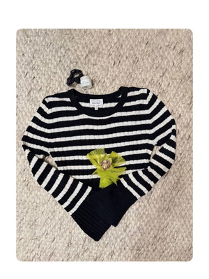 Ριγέ μπλούζα με μακριά μανίκια σαν καινούργια, μέγεθος M, μαύρο και άσπρο