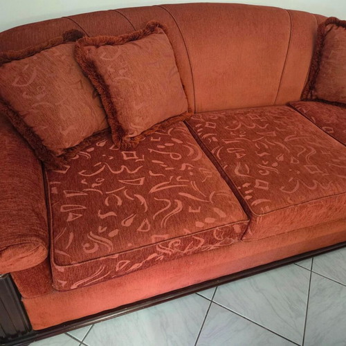 Sofa set 3-seater and 2-seater used with new fabric and sturdy wooden frame