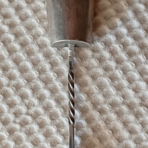 Vintage silver tea caddy spoon with carnelian finial