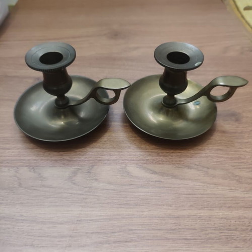 Brass chambersticks vintage set of 2 used