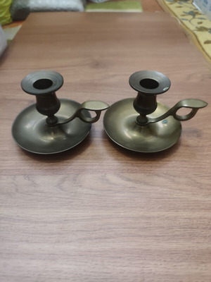 Brass chambersticks vintage set of 2 used