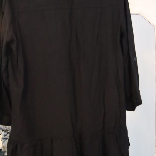 Naf-Naf Black Shirt-Dress Used, 3/4 Sleeves, Ruffle Detail, Size 44