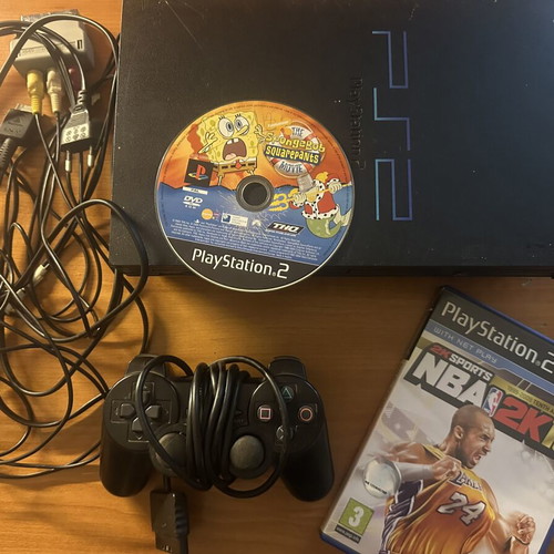 PlayStation 2 (PS2) console used with 2 games, complete