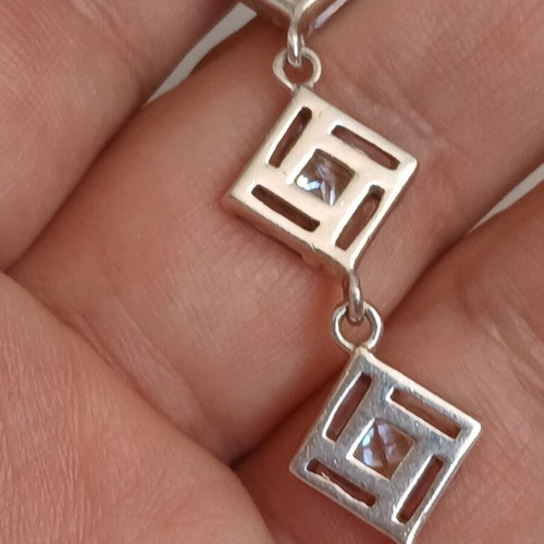 925 silver bracelet with zirconia and steel chain extension up to 19 cm