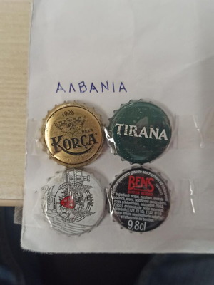 Καπάκια μπουκαλιών μπύρας μεταχειρισμένα, σετ 4 από Αλβανία